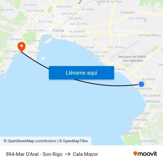 894-Mar D'Aral - Son Rigo to Cala Mayor map