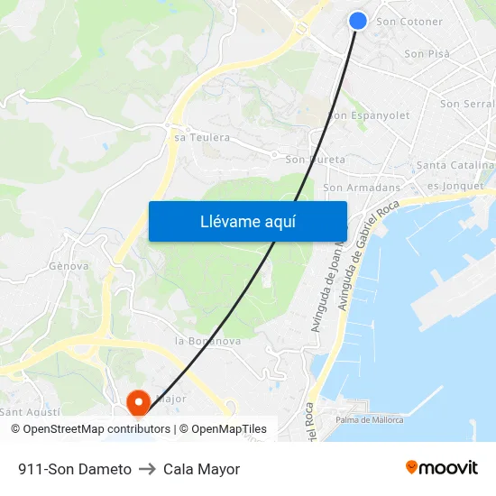 911-Son Dameto to Cala Mayor map