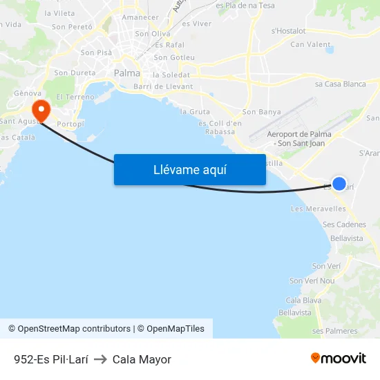 952-Es Pil·Larí to Cala Mayor map