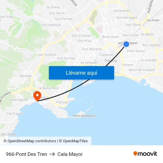 966-Pont Des Tren to Cala Mayor map