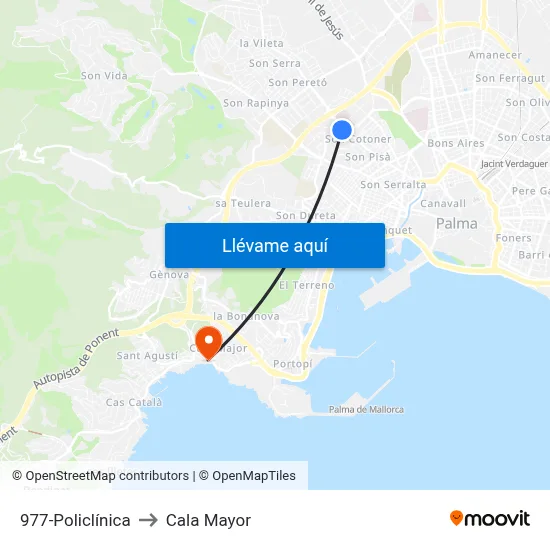 977-Policlínica to Cala Mayor map