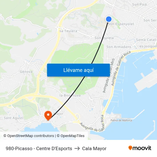 980-Picasso - Centre D'Esports to Cala Mayor map