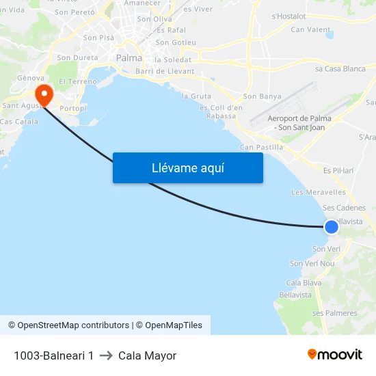 1003-Balneari 1 to Cala Mayor map