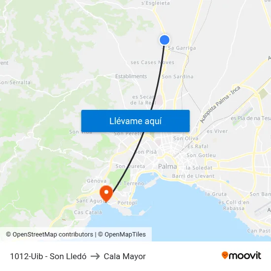 1012-Uib - Son Lledó to Cala Mayor map