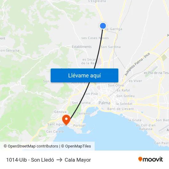 1014-Uib - Son Lledó to Cala Mayor map