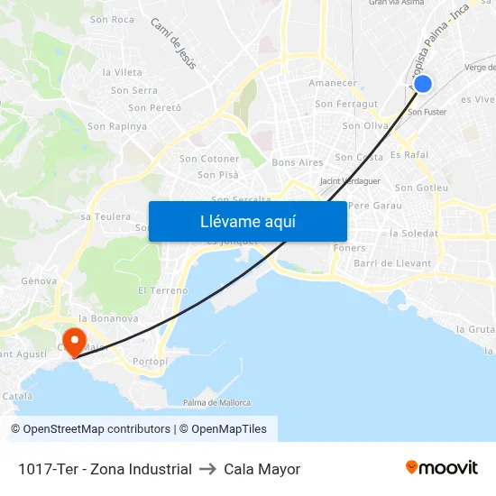 1017-Ter - Zona Industrial to Cala Mayor map