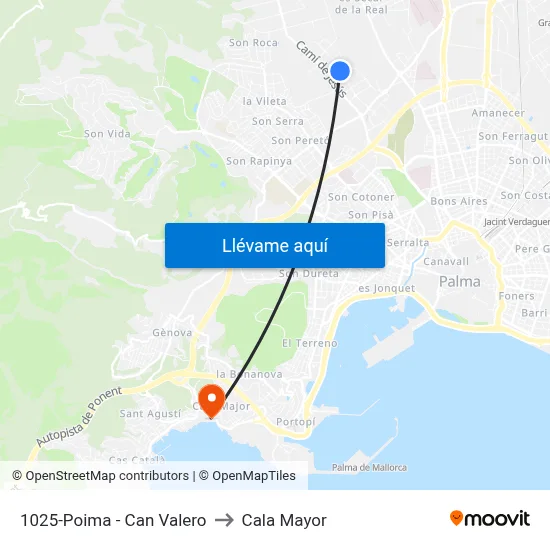 1025-Poima - Can Valero to Cala Mayor map