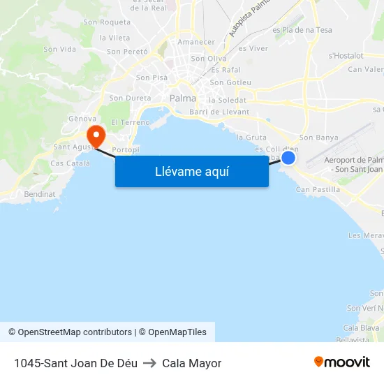 1045-Sant Joan De Déu to Cala Mayor map