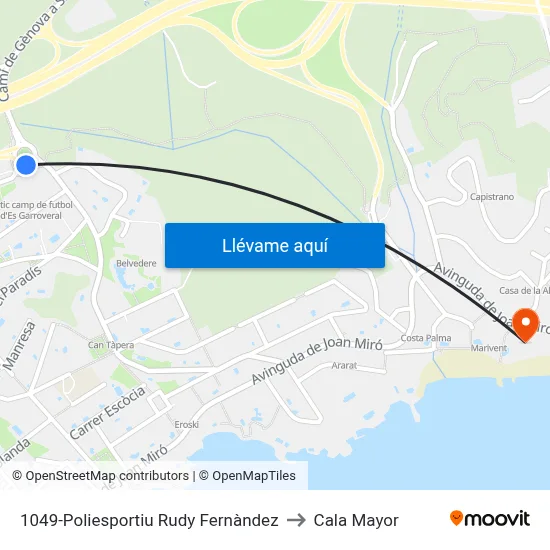 1049-Poliesportiu Rudy Fernàndez to Cala Mayor map