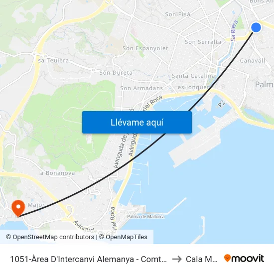 1051-Àrea D'Intercanvi Alemanya - Comte De Sallent to Cala Mayor map