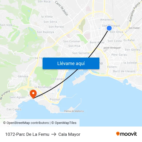 1072-Parc De La Femu to Cala Mayor map