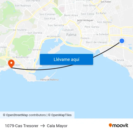 1079-Cas Tresorer to Cala Mayor map