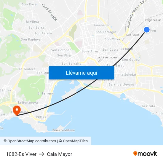1082-Es Viver to Cala Mayor map