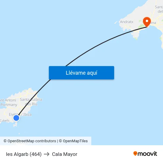 Ies Algarb (464) to Cala Mayor map