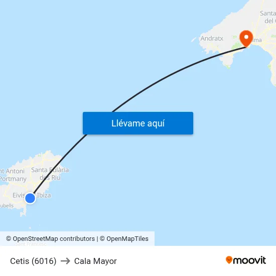 Cetis (6016) to Cala Mayor map