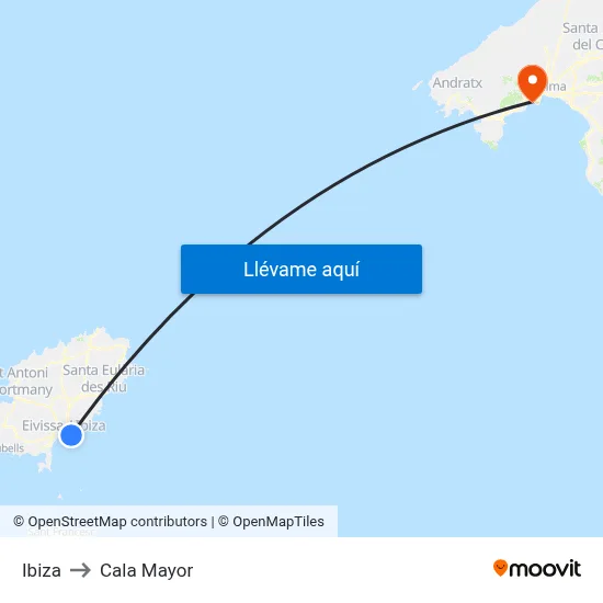 Ibiza to Cala Mayor map