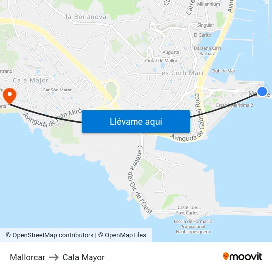 Mallorcar to Cala Mayor map