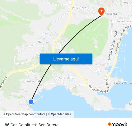 86-Cas Català to Son Dureta map