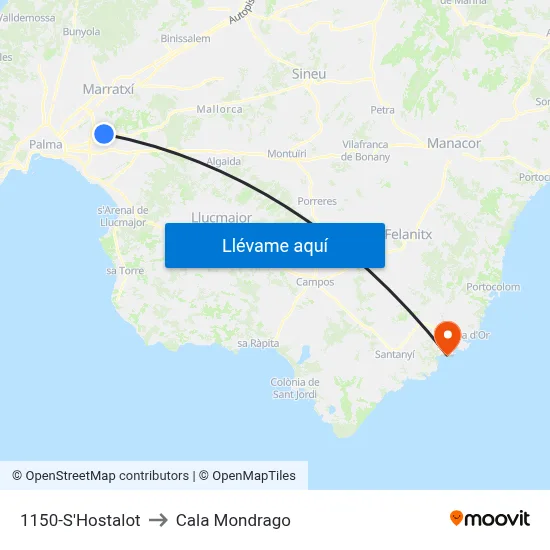 1150-S'Hostalot to Cala Mondrago map