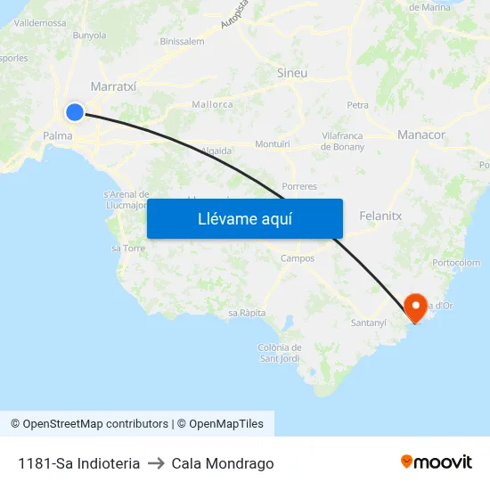 1181-Sa Indioteria to Cala Mondrago map