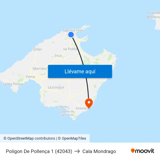 Polígon De Pollença 1 (42043) to Cala Mondrago map
