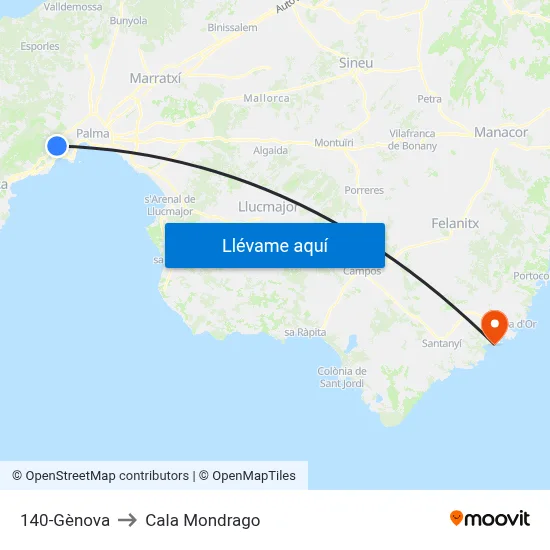 140-Gènova to Cala Mondrago map