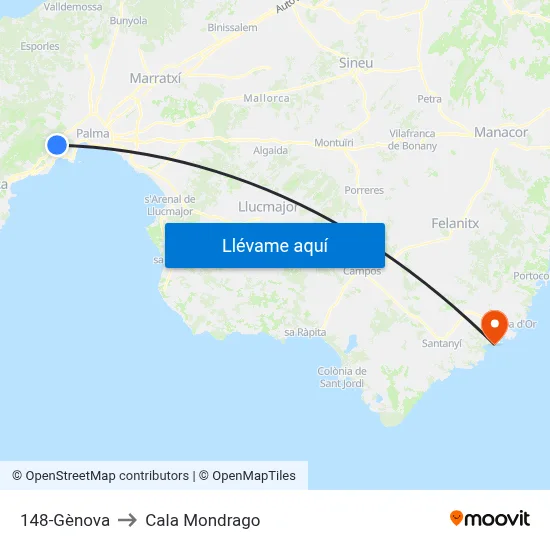 148-Gènova to Cala Mondrago map
