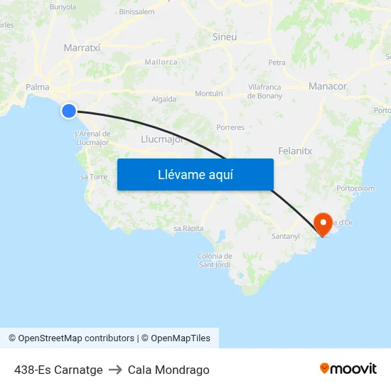438-Es Carnatge to Cala Mondrago map