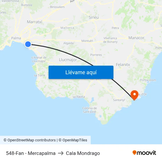 548-Fan - Mercapalma to Cala Mondrago map