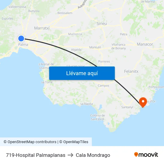 719-Hospital Palmaplanas to Cala Mondrago map