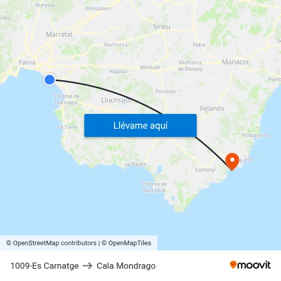 1009-Es Carnatge to Cala Mondrago map