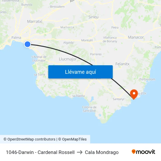 1046-Darwin - Cardenal Rossell to Cala Mondrago map