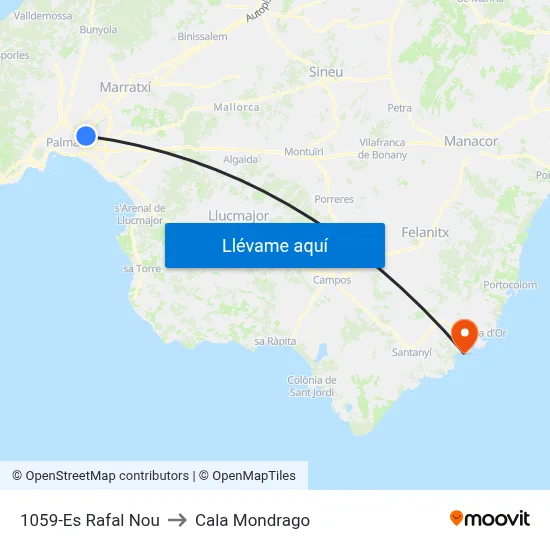 1059-Es Rafal Nou to Cala Mondrago map