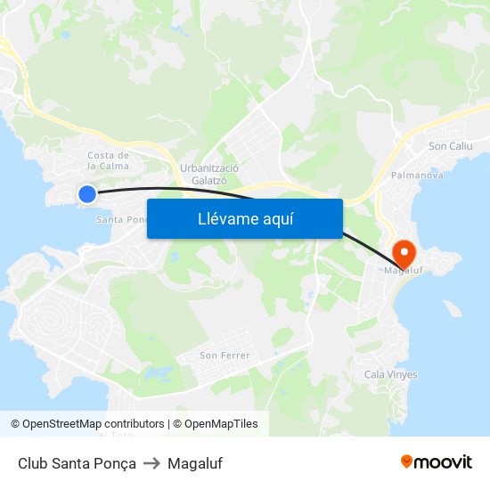 Club Santa Ponça to Magaluf map