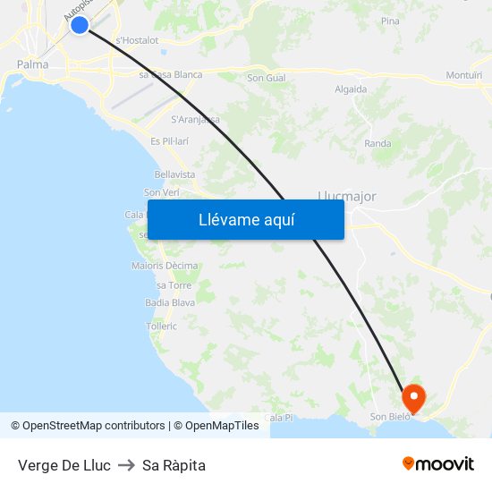 Verge De Lluc to Sa Ràpita map