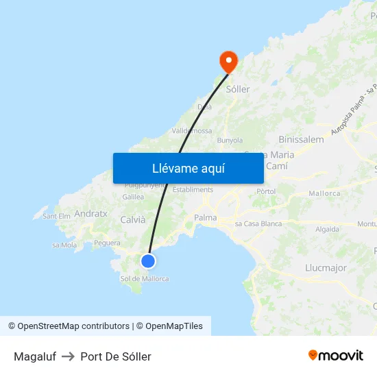 Magaluf to Port De Sóller map
