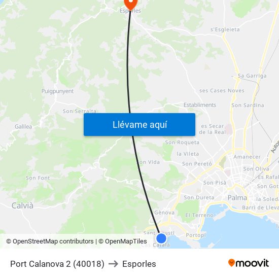 Port Calanova 2 (40018) to Esporles map