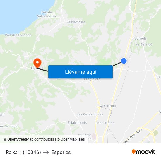 Raixa 1 (10046) to Esporles map