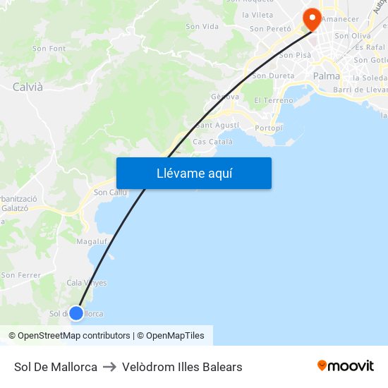 Sol De Mallorca to Velòdrom Illes Balears map