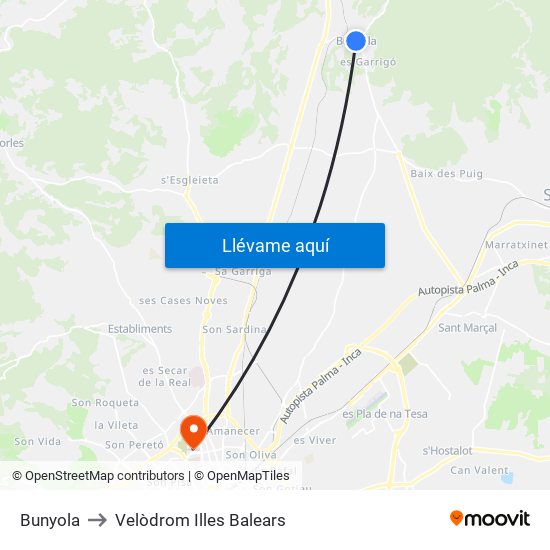 Bunyola to Bunyola map