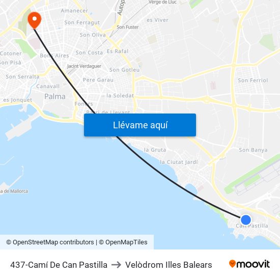 437-Camí De Can Pastilla to Velòdrom Illes Balears map