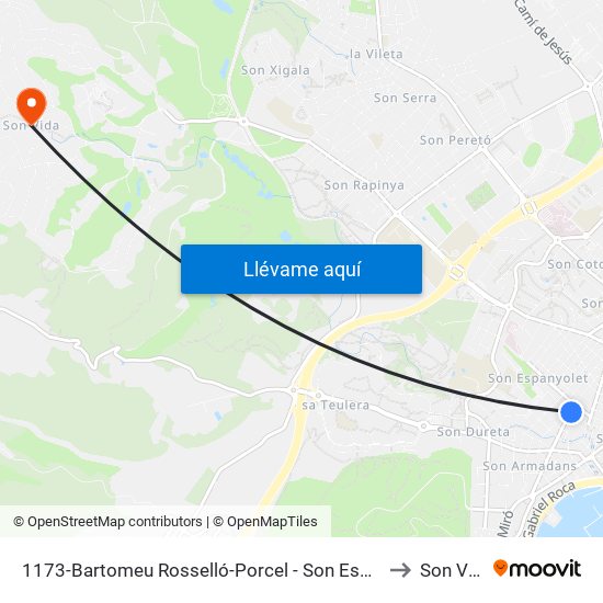1173-Bartomeu Rosselló-Porcel - Son Espanyolet to Son Vida map