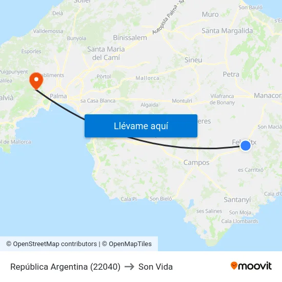 República Argentina (22040) to Son Vida map