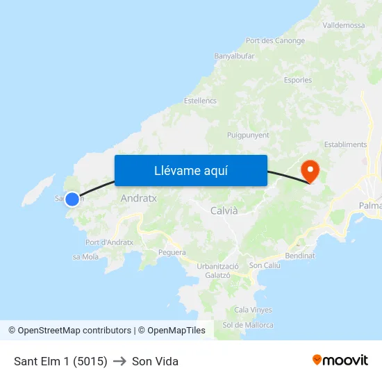 Sant Elm 1 (5015) to Son Vida map