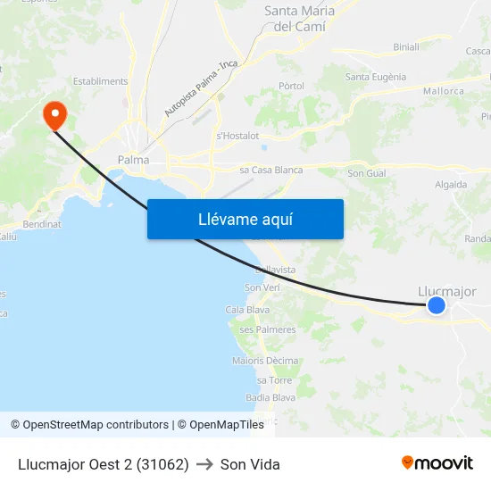 Llucmajor Oest 2 (31062) to Son Vida map