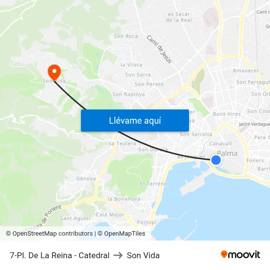 7-Pl. De La Reina - Catedral to Son Vida map