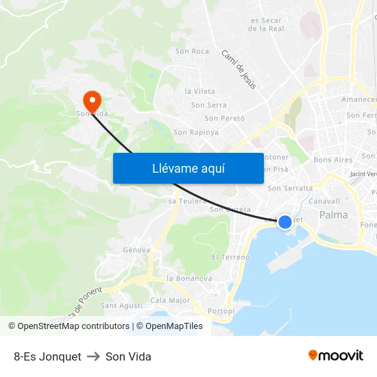 8-Es Jonquet to Son Vida map