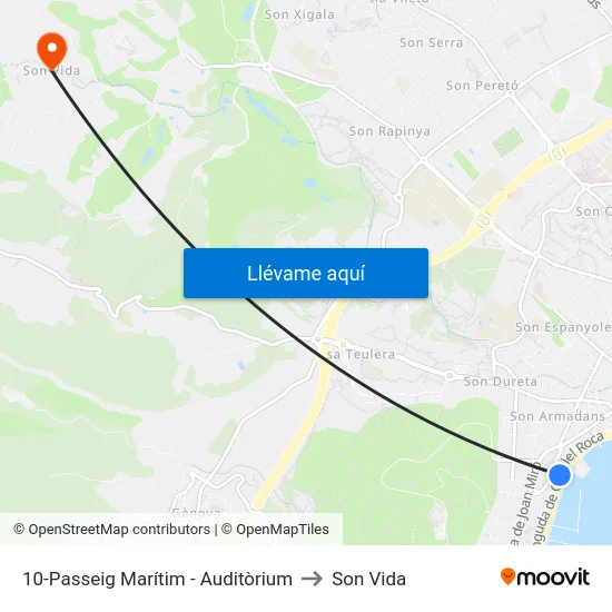 10-Passeig Marítim - Auditòrium to Son Vida map