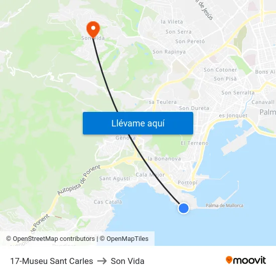 17-Museu Sant Carles to Son Vida map