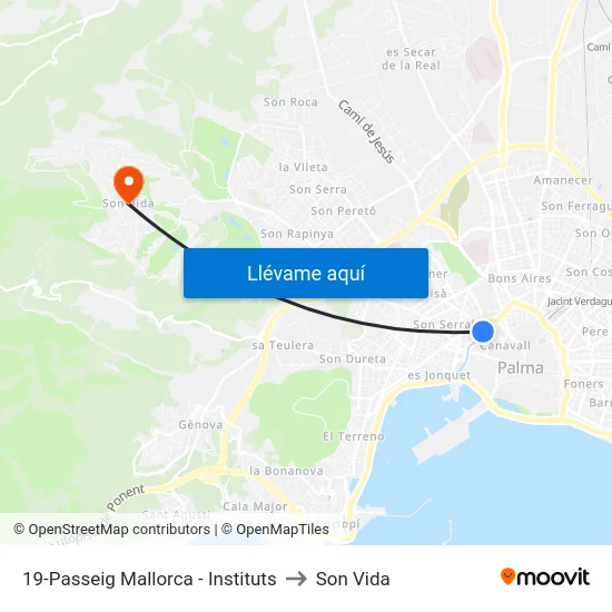 19-Passeig Mallorca - Instituts to Son Vida map